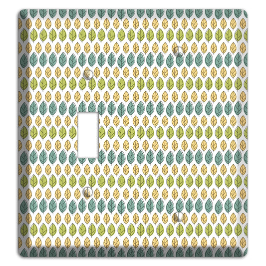 Sage Beige Dusty Blue Leaf Contour Toggle / Blank Wallplate