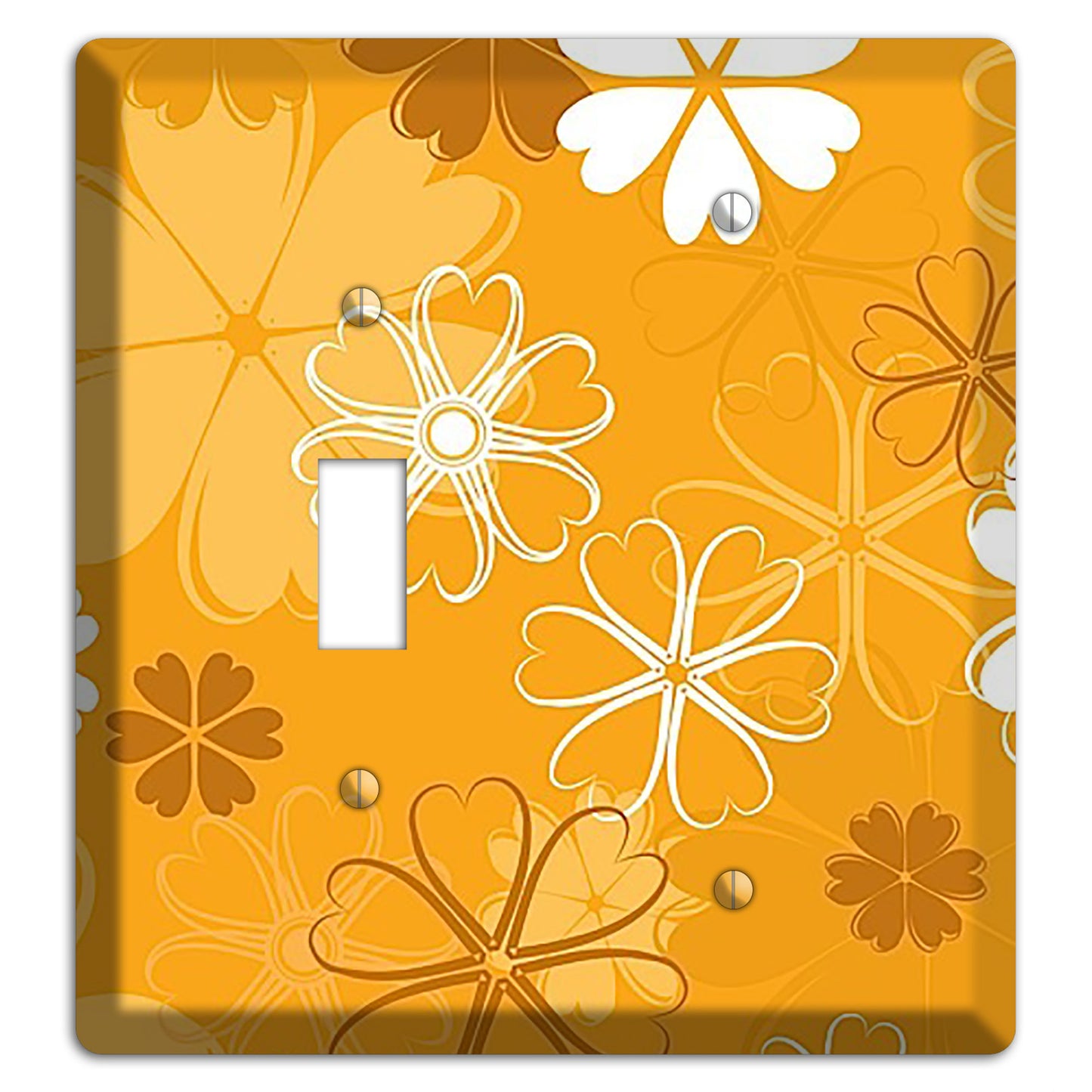 Orange Retro Flowers Toggle / Blank Wallplate