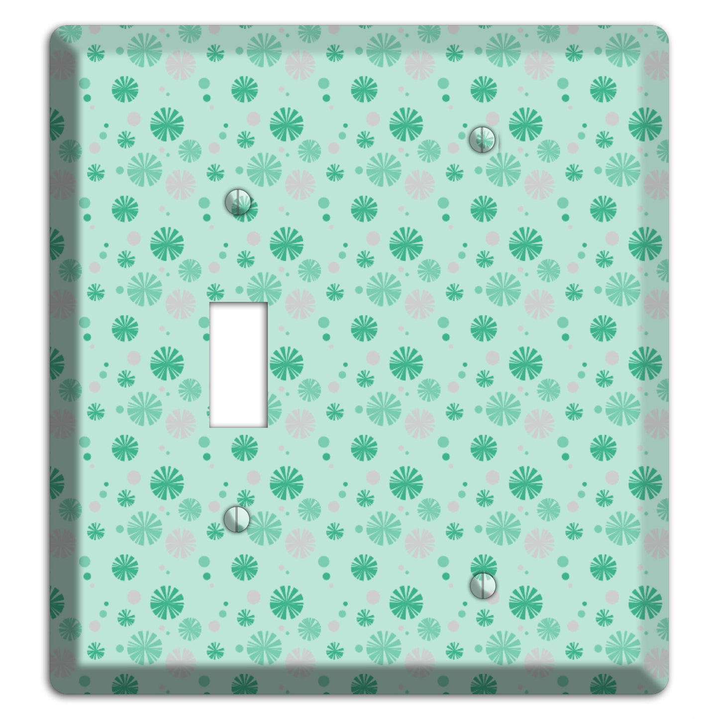 Multi Aqua and Grey Retro Burst Toggle / Blank Wallplate