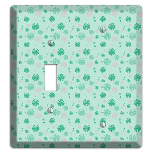 Multi Aqua and Grey Retro Burst Toggle / Blank Wallplate