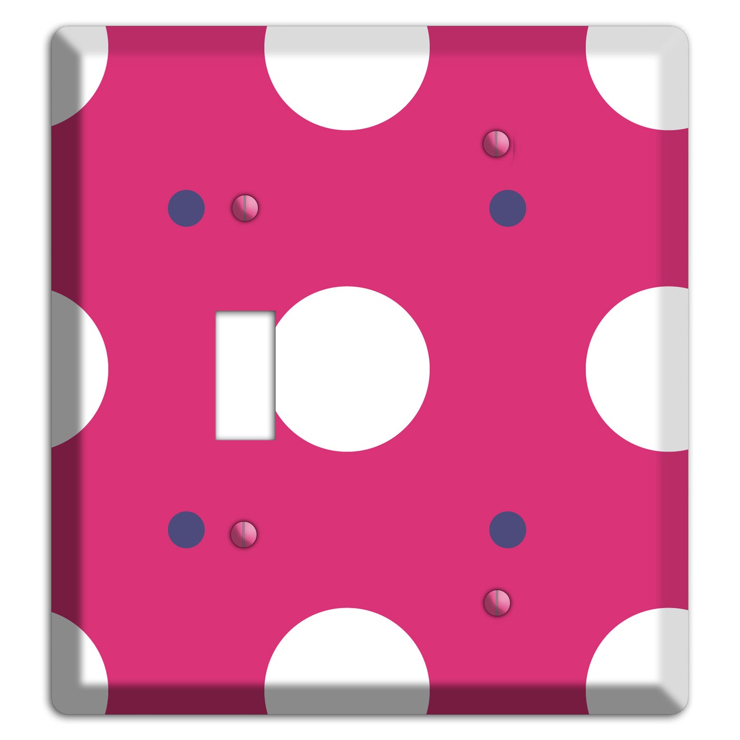 Fuschia with White and Purple Multi Tiled Medium Dots Toggle / Blank Wallplate