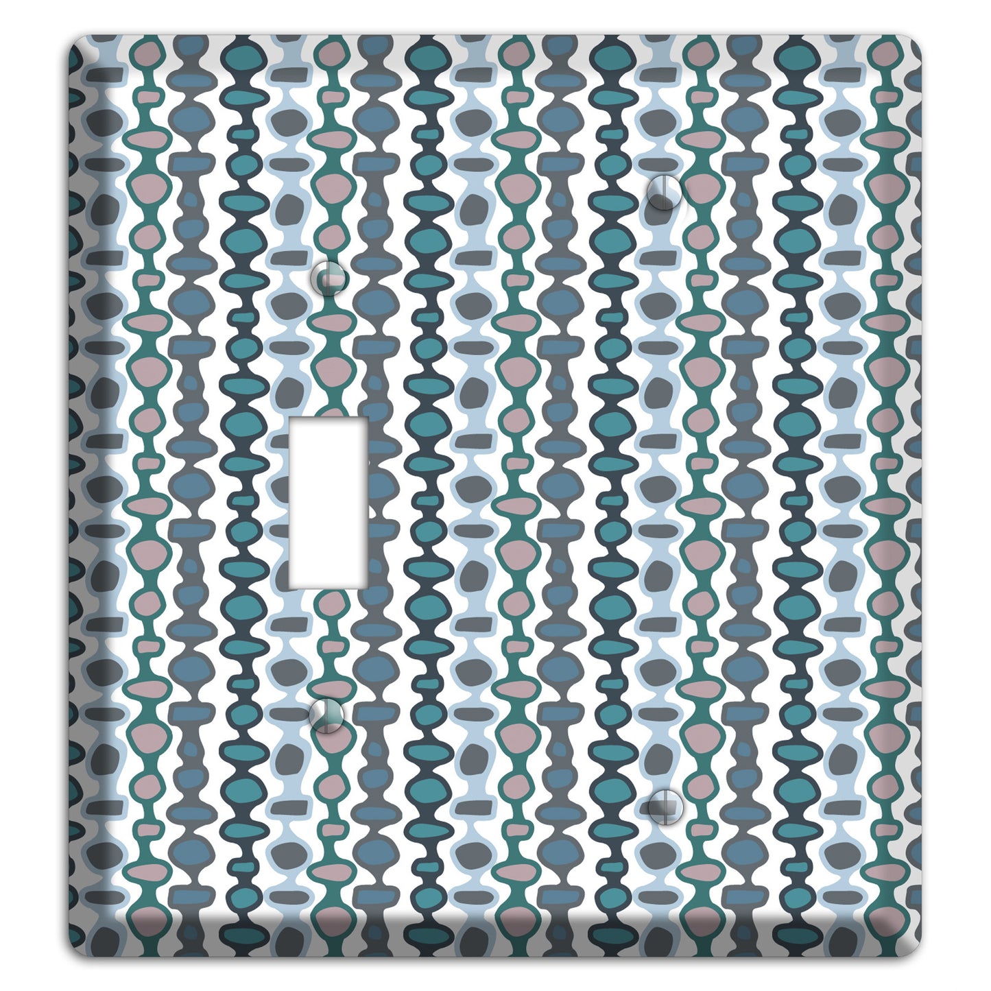 Grey and Multi Blue Bead and Reel Toggle / Blank Wallplate