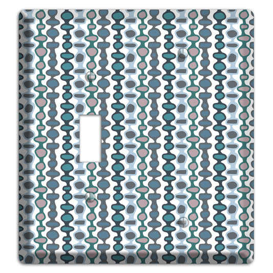 Grey and Multi Blue Bead and Reel Toggle / Blank Wallplate