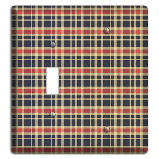 Maroon and Black Plaid 2 Toggle / Blank Wallplate