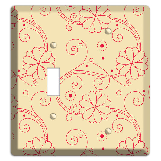 Off White Floral Swirl Toggle / Blank Wallplate