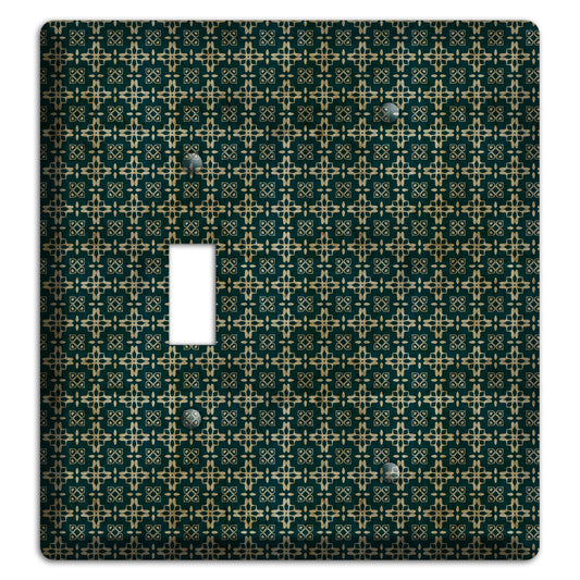 Dark Green Grunge Arabesque Toggle / Blank Wallplate