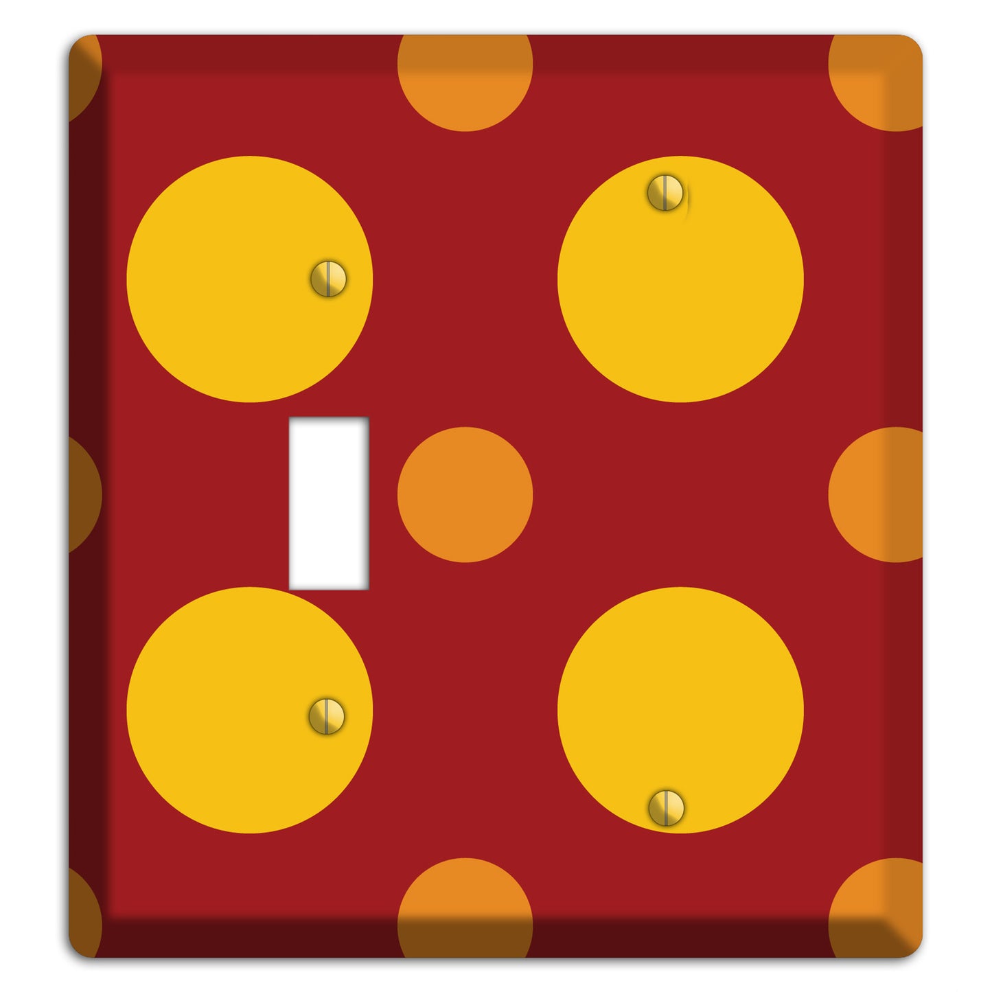 Red with Multi Orange Multi Medium Polka Dots Toggle / Blank Wallplate