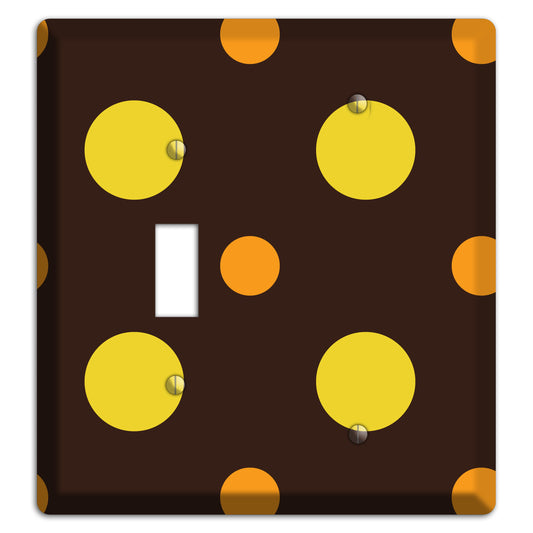 Black with Yellow and Orange Multi Medium Polka Dots Toggle / Blank Wallplate