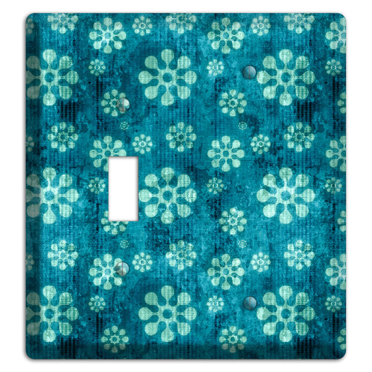 Turquoise Grunge Floral Toggle / Blank Wallplate