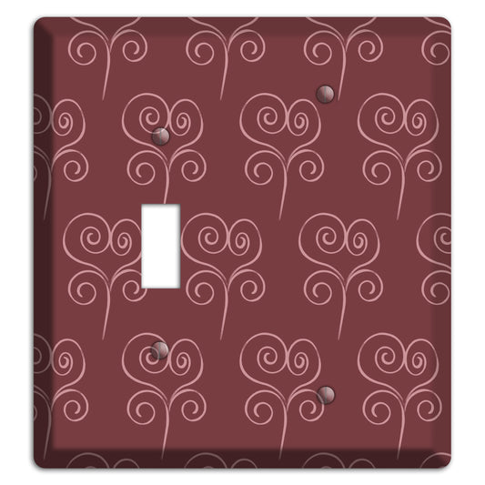 Maroon Scroll Heart Toggle / Blank Wallplate