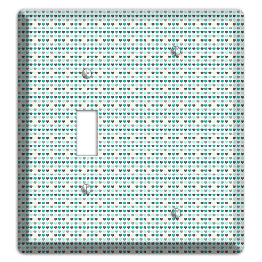 Multi Teal Grey Yellow Optical Hearts Toggle / Blank Wallplate