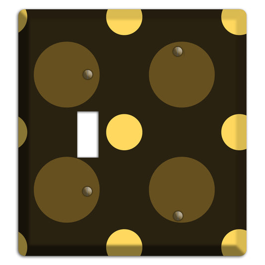 Brown with Brown and Yellow Multi Medium Polka Dots Toggle / Blank Wallplate