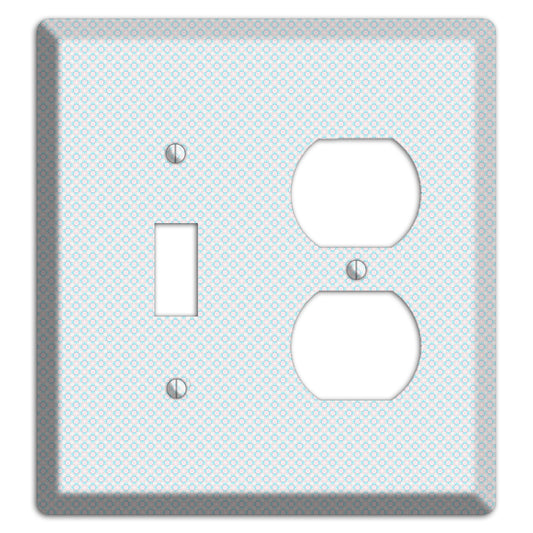 White with Light Blue Tiny Arabesque Toggle / Duplex Wallplate