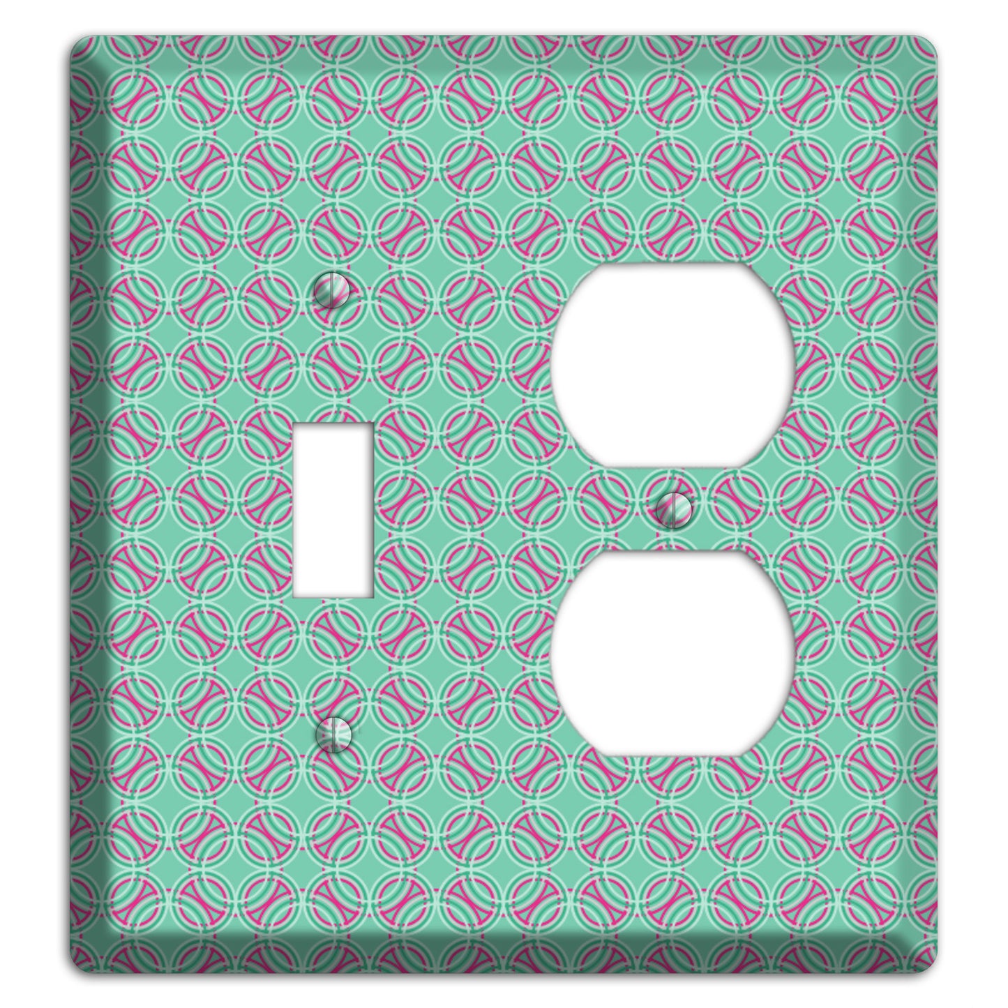 Multi Aqua with Fuschia Concentric Circles Overlay Toggle / Duplex Wallplate