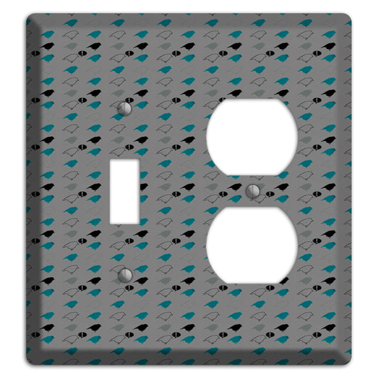 Grey with Small Green Birds 3 Toggle / Duplex Wallplate