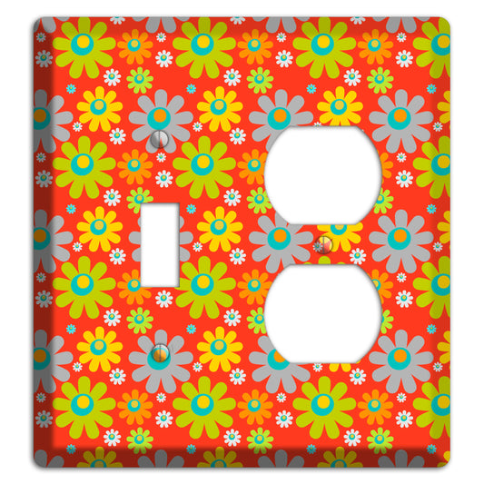 Orange and Yellow Flower Power Toggle / Duplex Wallplate