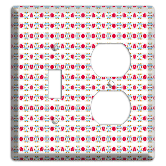 Off White with Red Blue Olive Tapestry Toggle / Duplex Wallplate