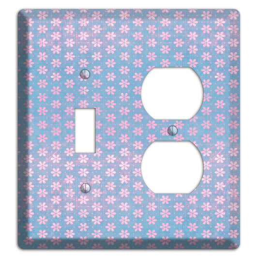 Periwinkle Grunge Floral Contour Toggle / Duplex Wallplate