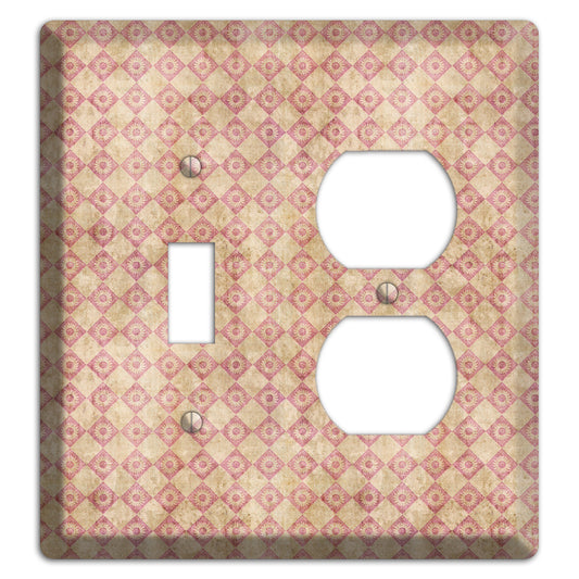 Red and Beige Diamond Circles Toggle / Duplex Wallplate