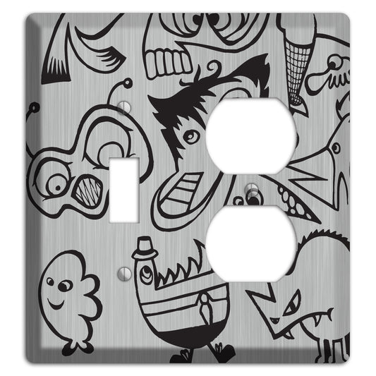 Whimsical Faces 3  Stainless Toggle / Duplex Wallplate