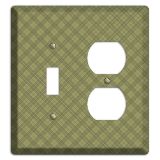 Green Plaid Toggle / Duplex Wallplate