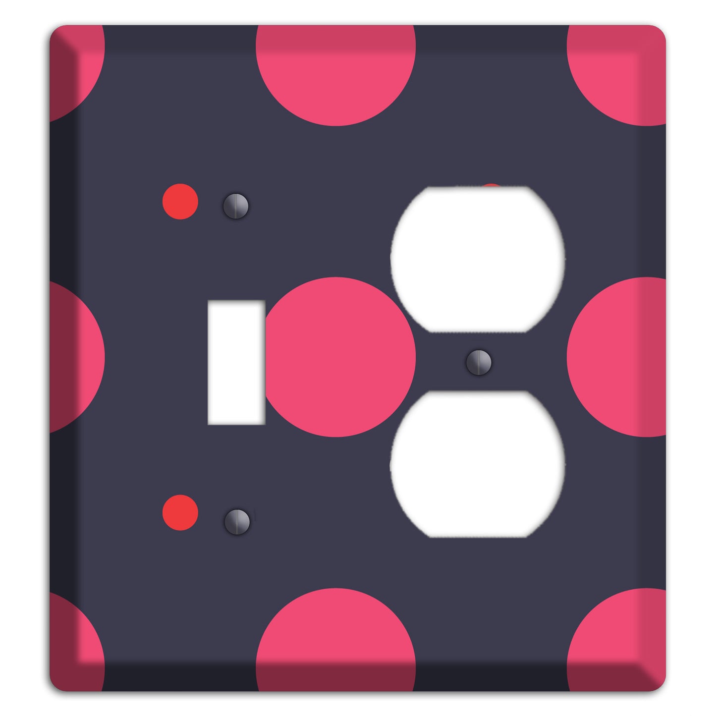 Dark Grey with Fuschia Multi Tiled Medium Dots Toggle / Duplex Wallplate