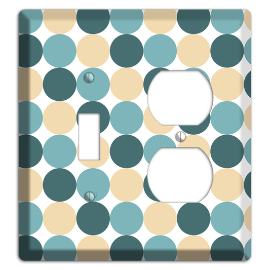 Dusty Blue Beige Tiled Dots Toggle / Duplex Wallplate