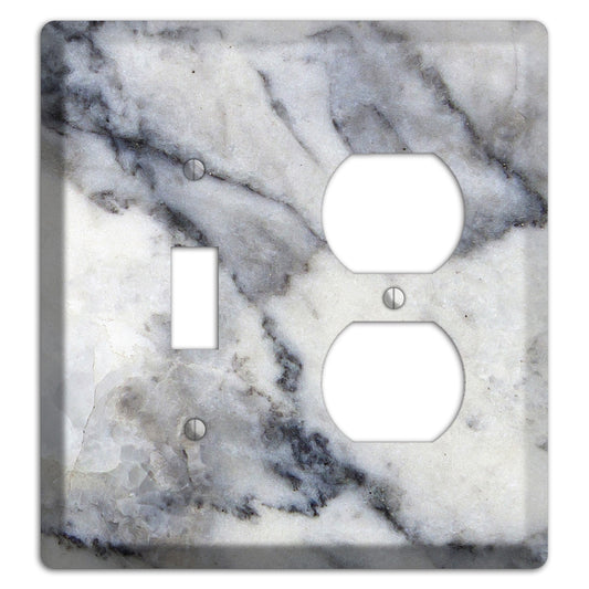 White and Grey Marble Toggle / Duplex Wallplate