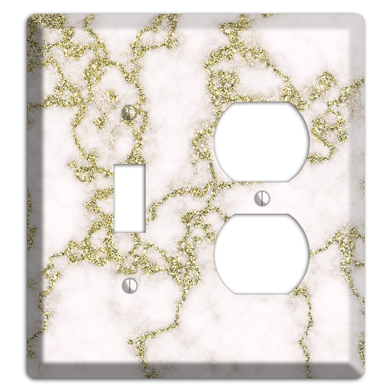 White and Gold Marble Shatter Toggle / Duplex Wallplate