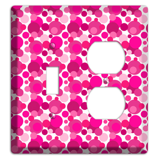 Multi Fuschia Bubble Dots Toggle / Duplex Wallplate