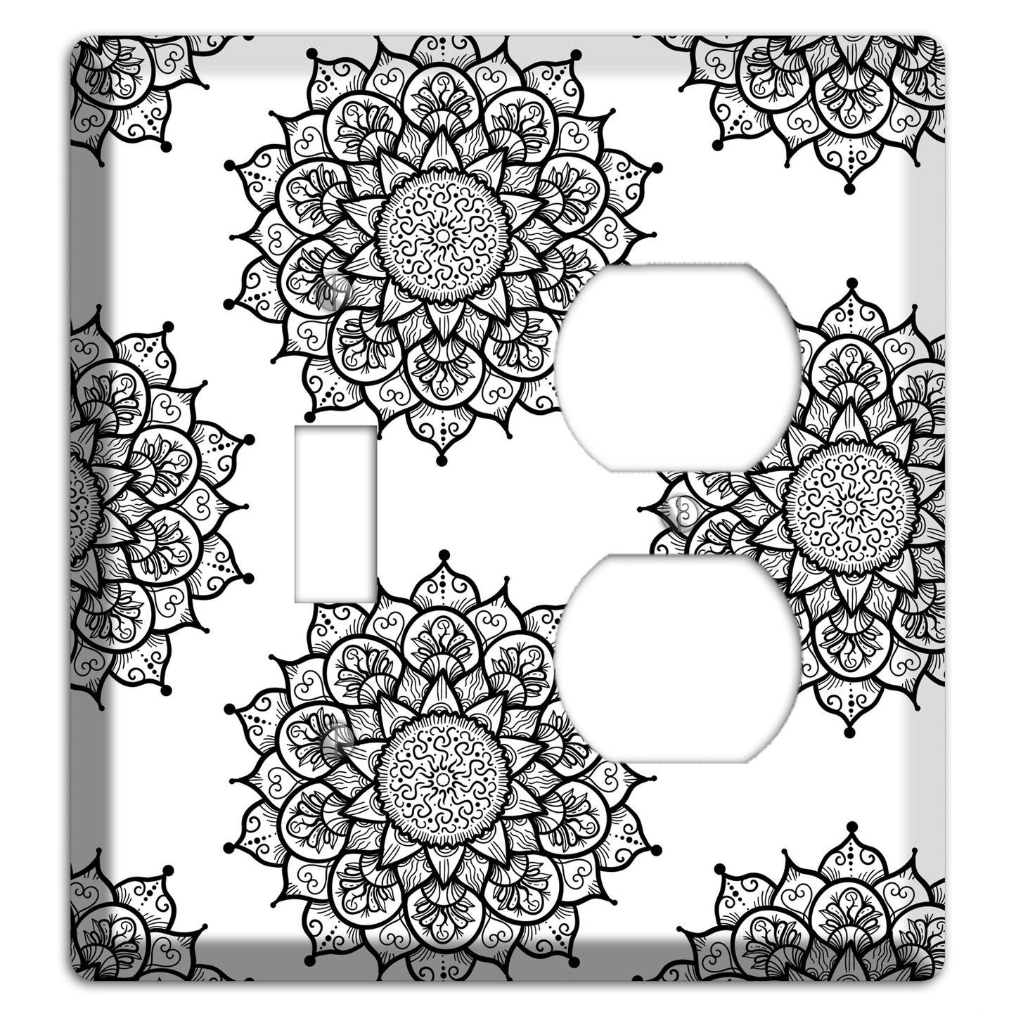 Mandala Black and White Style S Cover Plates Toggle / Duplex Wallplate