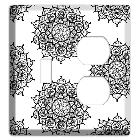 Mandala Black and White Style S Cover Plates Toggle / Duplex Wallplate