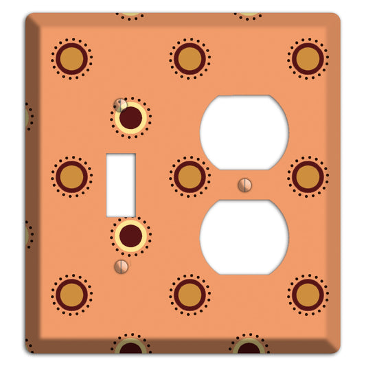 Coral with Multi Brown Suzani Dots Toggle / Duplex Wallplate