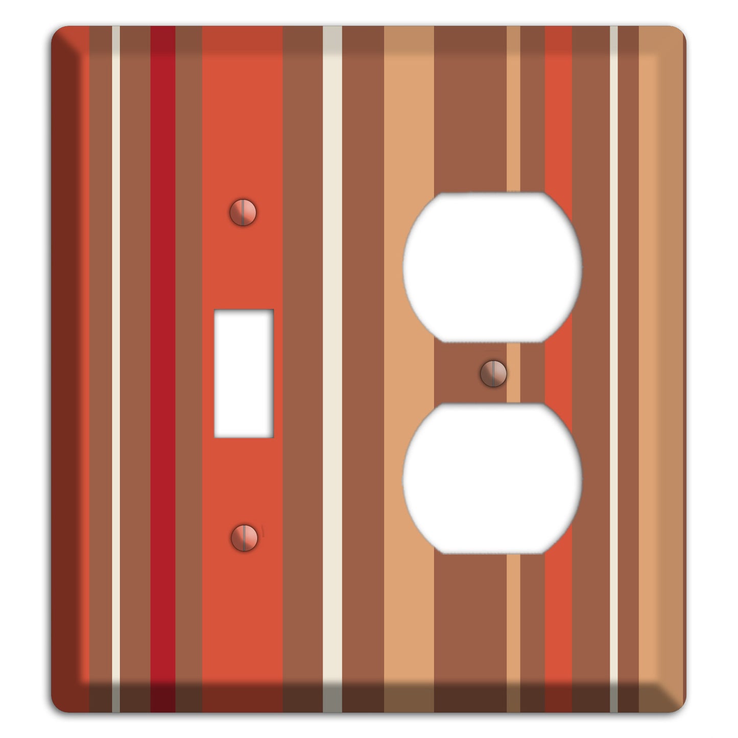 Multi Coral Vertical Stripe Toggle / Duplex Wallplate