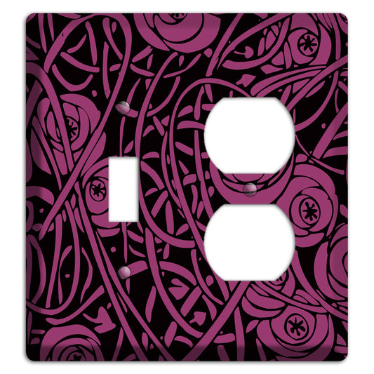 Fuschia Deco Floral Toggle / Duplex Wallplate