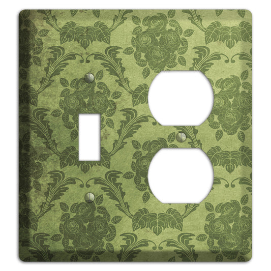 Green Smoke Vintage Rose Damask Toggle / Duplex Wallplate