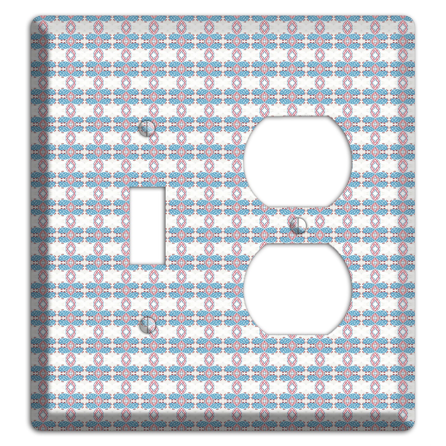 White with Faded Blue and Red Tapestry Toggle / Duplex Wallplate