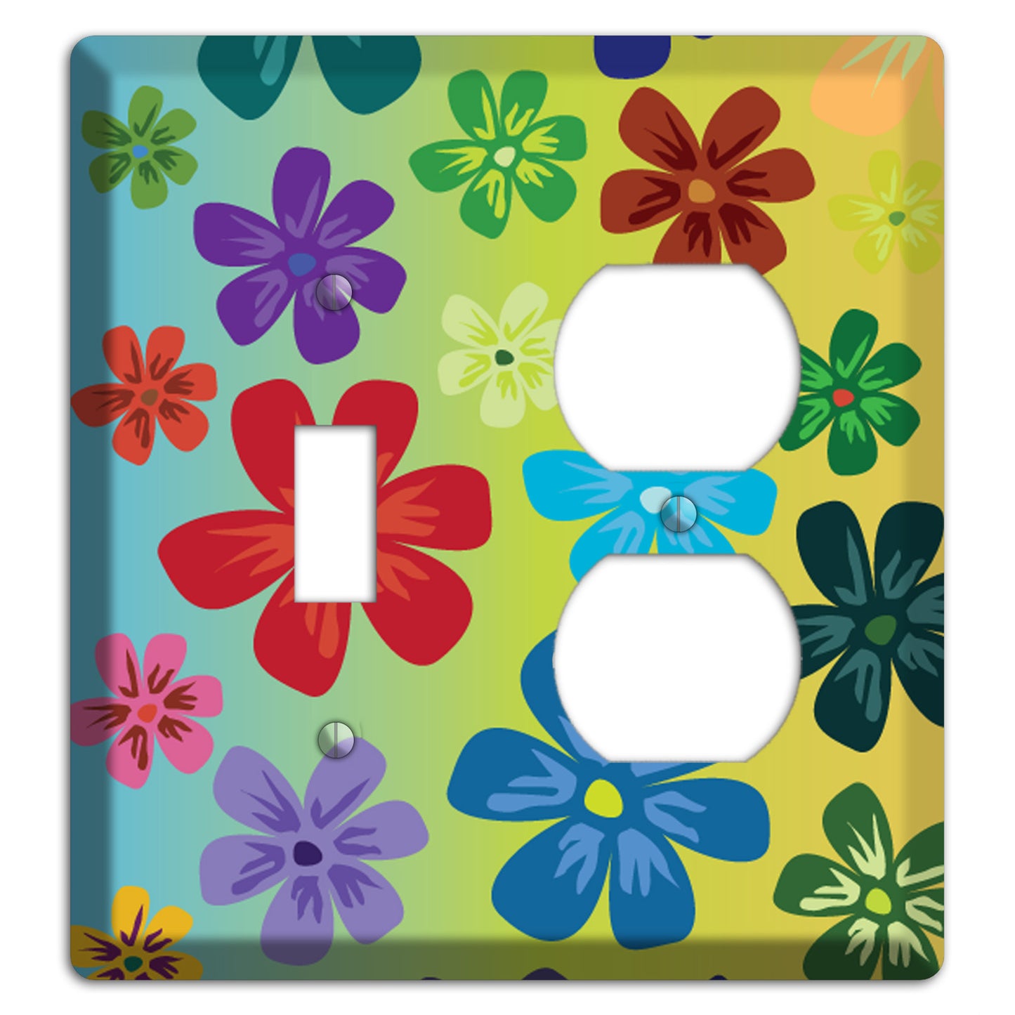 Blue to yellow Flowers Toggle / Duplex Wallplate