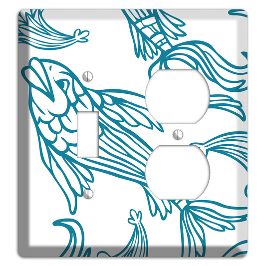 Teal and White Koi Toggle / Duplex Wallplate