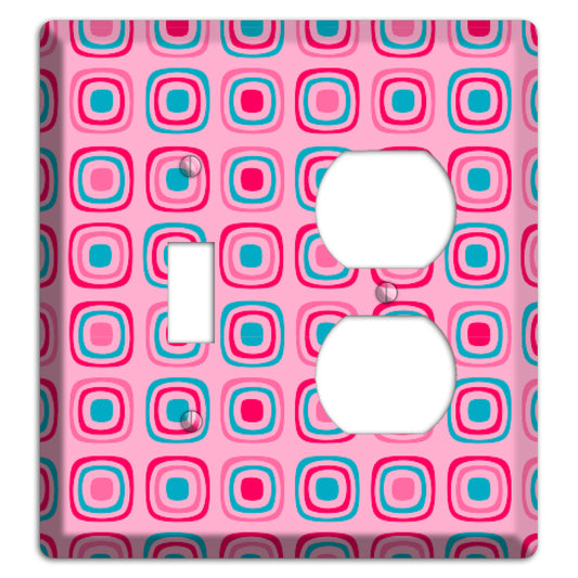 Pink and Blue Rounded Squares Toggle / Duplex Wallplate