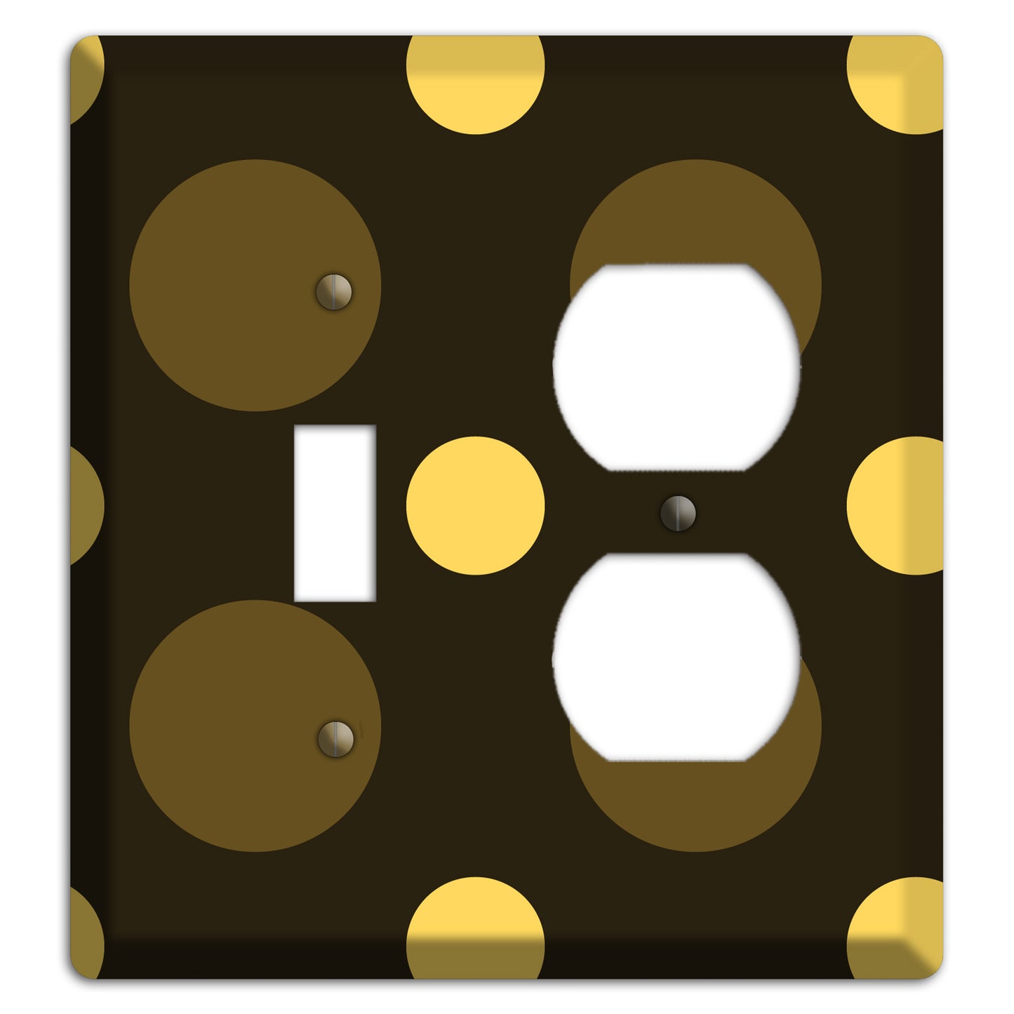 Brown with Brown and Yellow Multi Medium Polka Dots Toggle / Duplex Wallplate