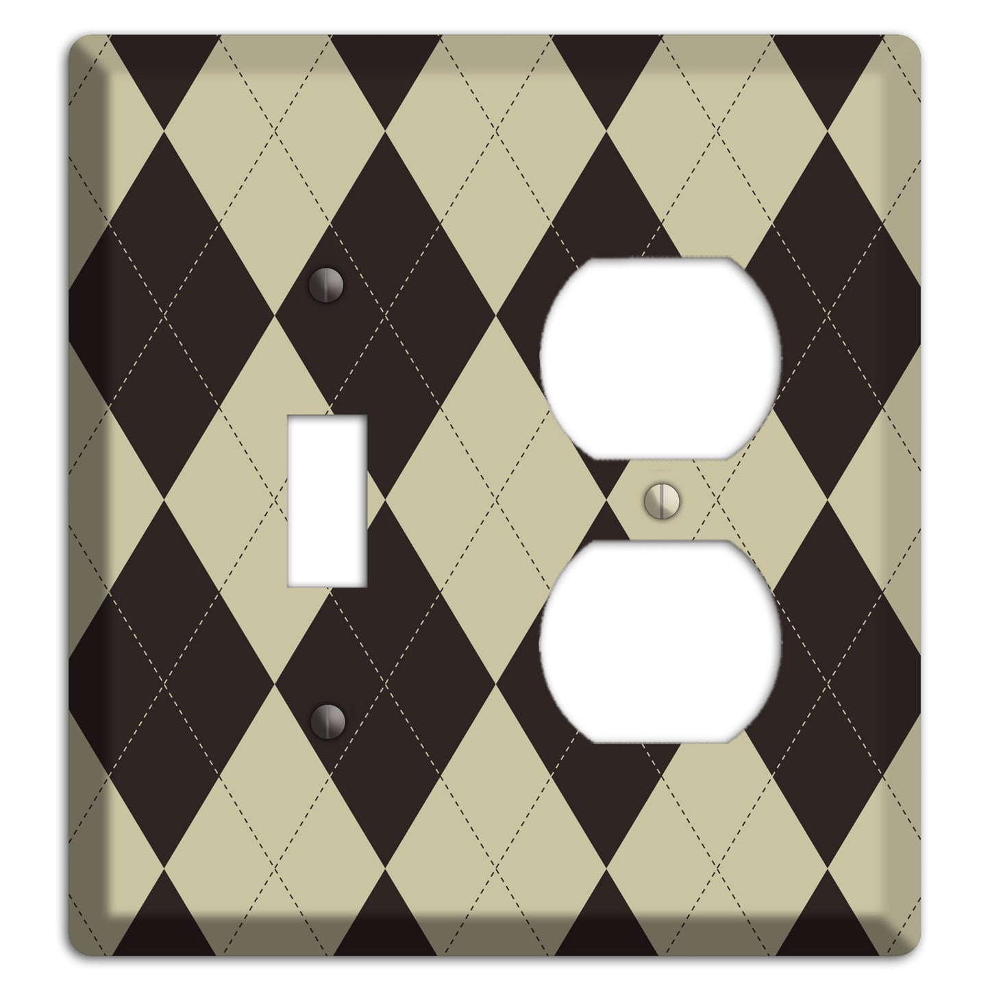 Beige and Black Argyle Toggle / Duplex Wallplate