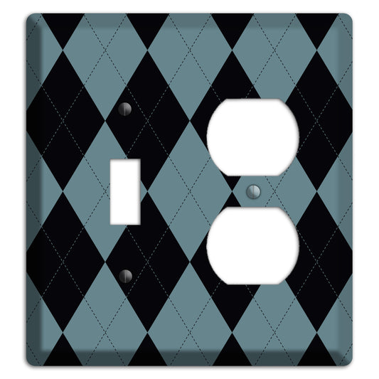 Blue and Black Argyle Toggle / Duplex Wallplate