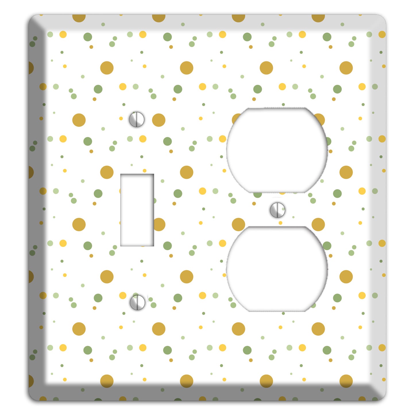 White with Multi Olive Tiny Dots Toggle / Duplex Wallplate