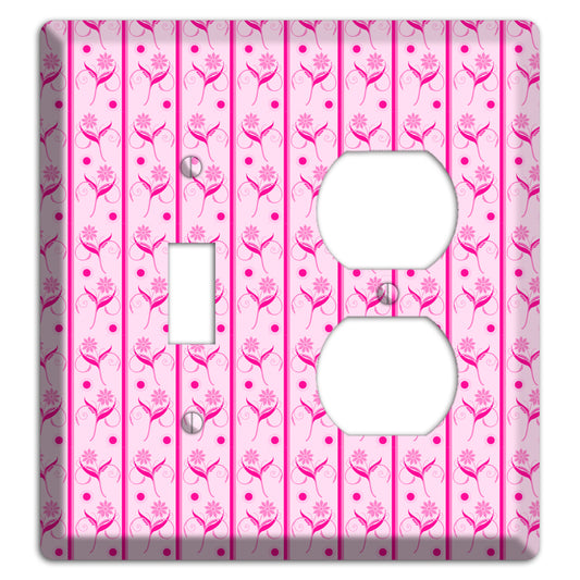 Pink Floral Pattern Toggle / Duplex Wallplate