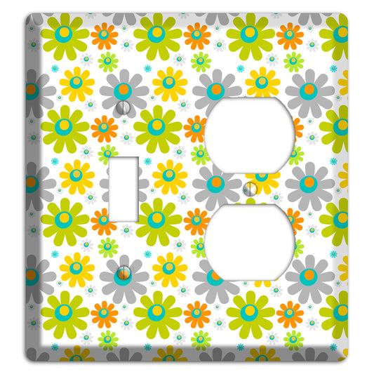 White and Yellow Flower Power Toggle / Duplex Wallplate