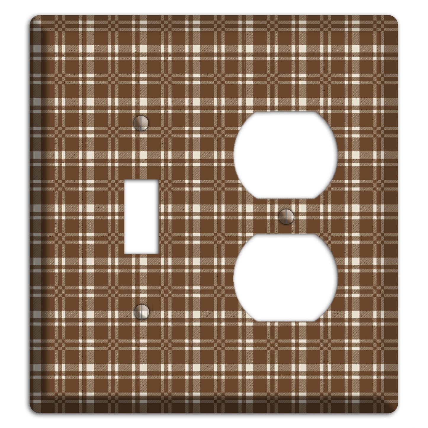 Medium Brown Plaid Toggle / Duplex Wallplate