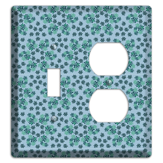 Blue with Multi Green Calico Toggle / Duplex Wallplate