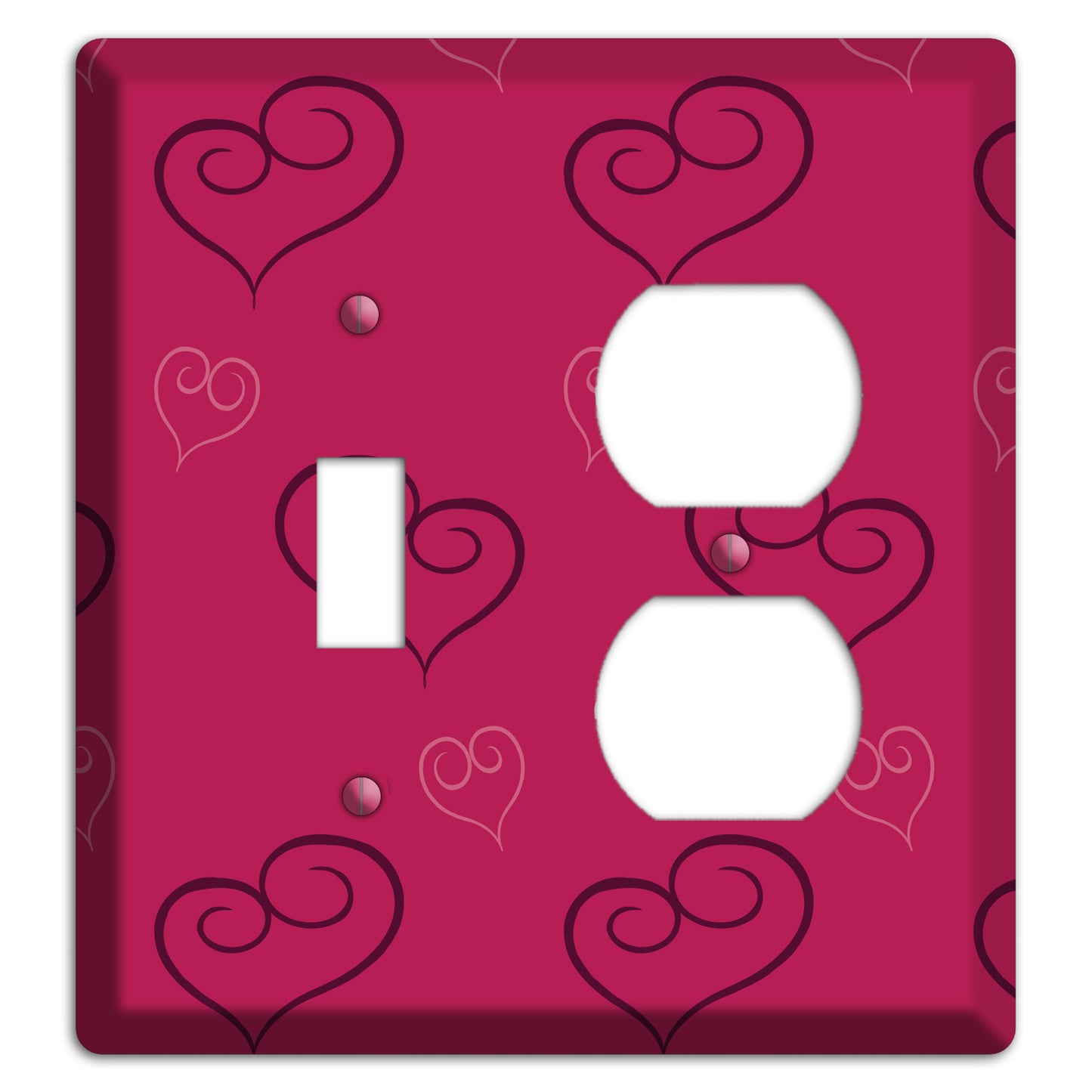 Fuschia Scroll Heart 2 Toggle / Duplex Wallplate