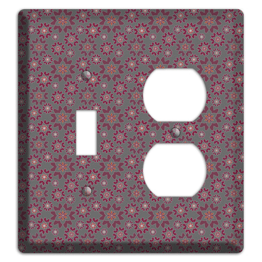 Grey with Tiny Burgundy Retro Suzani 2 Toggle / Duplex Wallplate